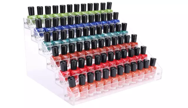 Nail Polish Organizer Display Stand Shelf Holder Rack Acrylic 6 Tier 72 Bottles