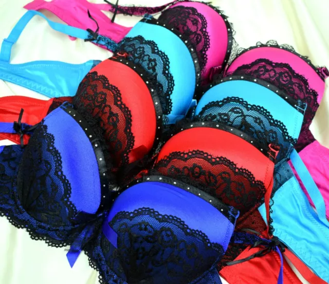 SEXY PUSH UP Bra Lace Pink Red Royal Blue Turquoise Ladies Underwear  Lingerie £9.99 - PicClick UK