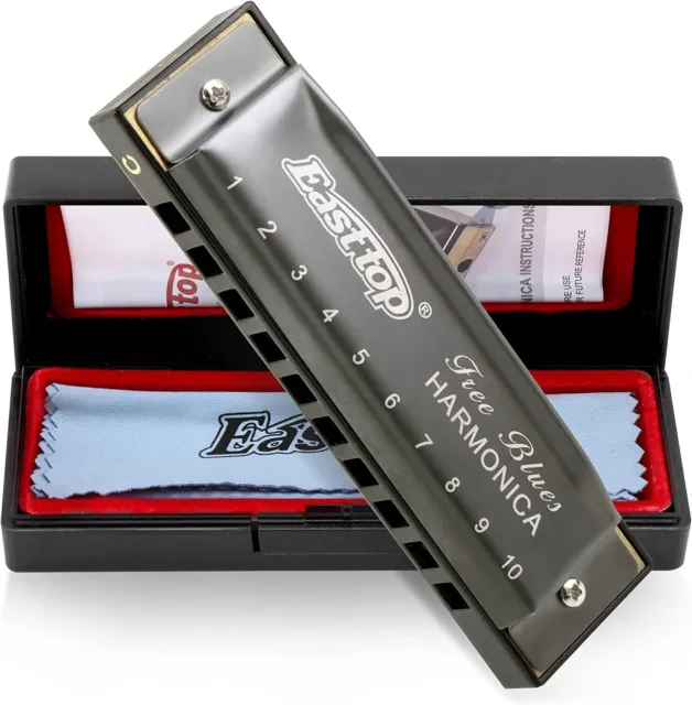 EASTTOP Diatonische Mundharmonika 10Hole Professionelles Diatonic Blue Harmonica