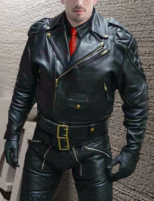 Men's Real Natural Leather Quilted Panels Bikers Jacket Leather Bikers Jacket