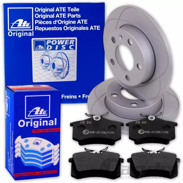 ATE PowerDisc BREMSSCHEIBEN + BELÄGE HINTEN für FORD FOCUS MK1 + FIESTA MK5 MK6