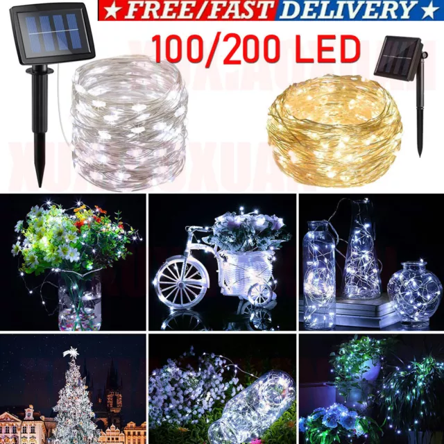 Solar String Lights Outdoor Waterproof Copper Wire Fairy Garden Cecor 100-200LED