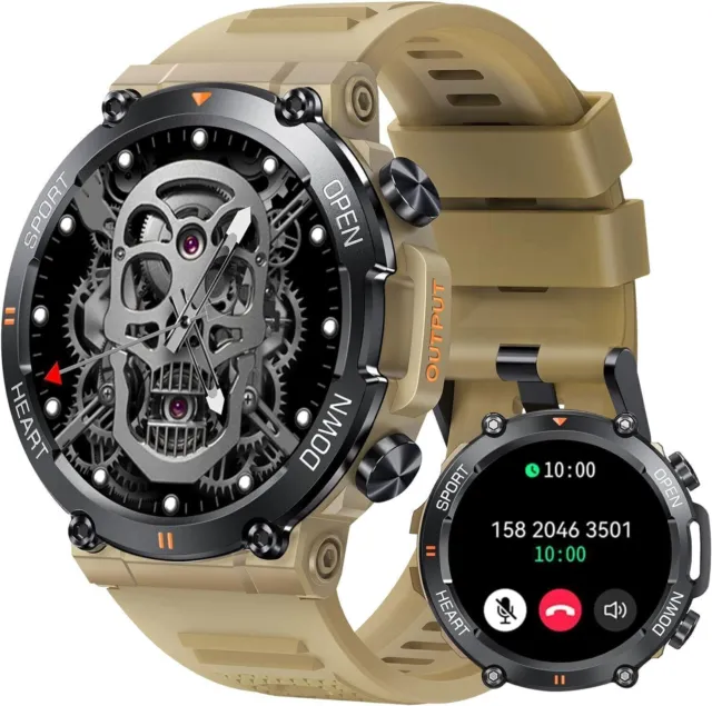 Military Smart Watch for Men with (Answer/Make Calls) Rugged 5ATM Waterproof NEW