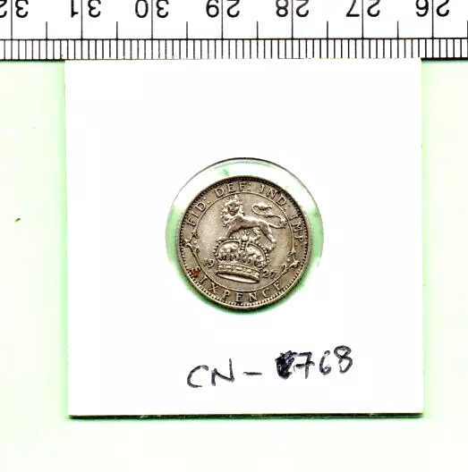 1927 King George V Genuine Royal Mint Sterling Silver Ef+ Sixpence (Cn-768)