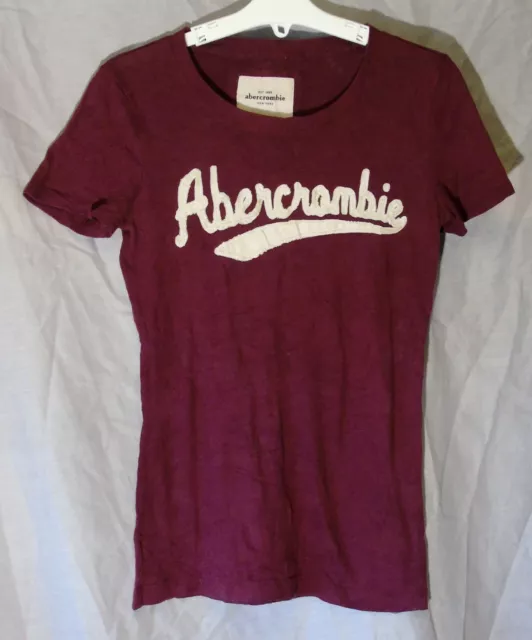 Dark Pink Logo Front T-Shirt Top Age 8-9 Years Abercrombie Fitch