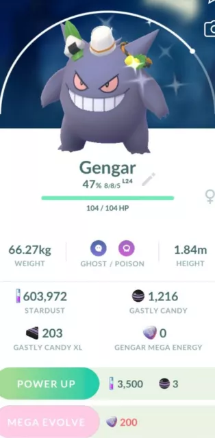 Pokemon Shiny Gengar Trick or Treat Registered Trade or Ultrafriend