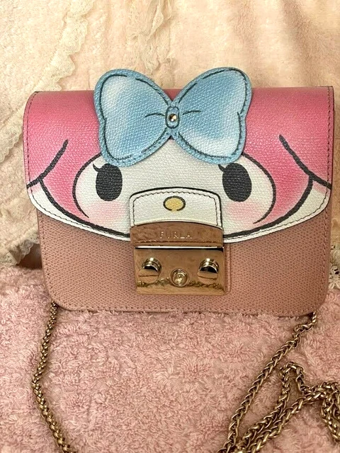 Auth. Furla My Melody Metropolis Crossbody chain shoulder Limited Edition Bag