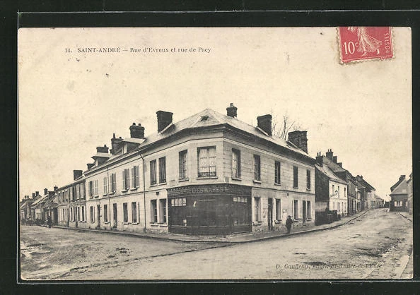 CPA Saint-Andrè, Rue d´Evreux et rue de Pacy 1907