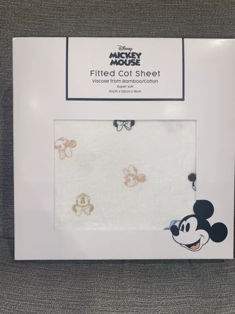 Disney Mickey Mouse Fitted Cot Sheet Viscose From Bamboo/Cotton - 70 X 132 X 19