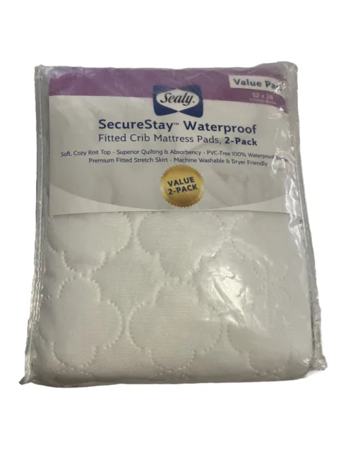 Paquete de 2 almohadillas de colchón para cuna Sealy Secure Stay impermeables
