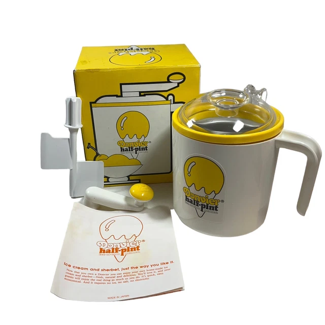 DONVIER ICE CREAM Maker HalfPint Manual Hand Crank 15 Minute Vintage