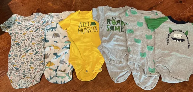 Carters Baby Boy 12 Mo Short Sleeve Bodysuit Lot of 6 Fast shipping