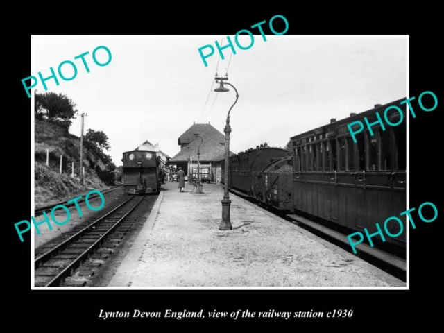 OLD POSTCARD SIZE PHOTO LYNTON DEVON ENGLAND THE RAILWAY STATION c1930