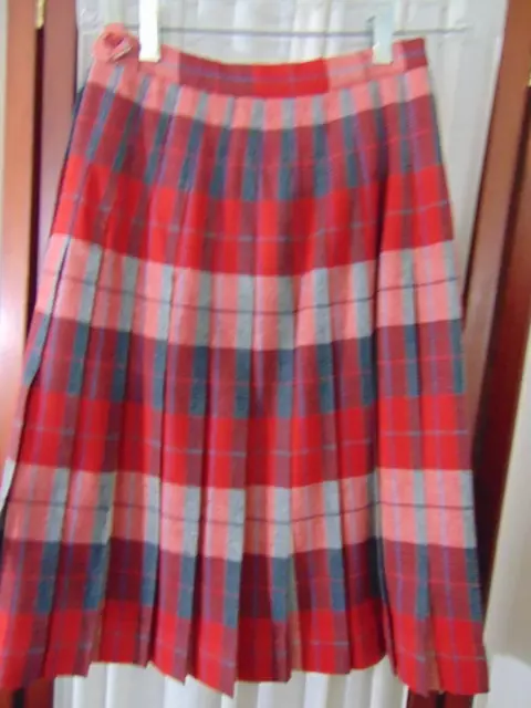 1950's Girl's Red Wool Plaid SKIRT- M- VG- CLASSY - SALE