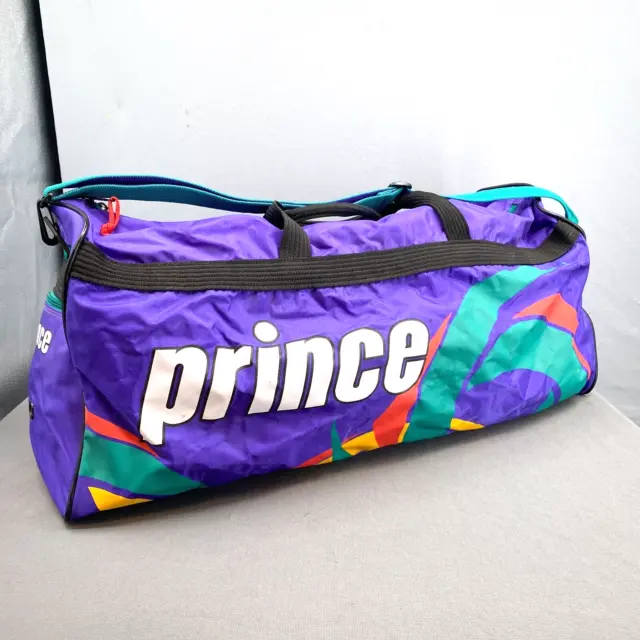 VTG 90s Prince Athletic Duffle Bag Purple Multi Color Retro Sporty Overnighter