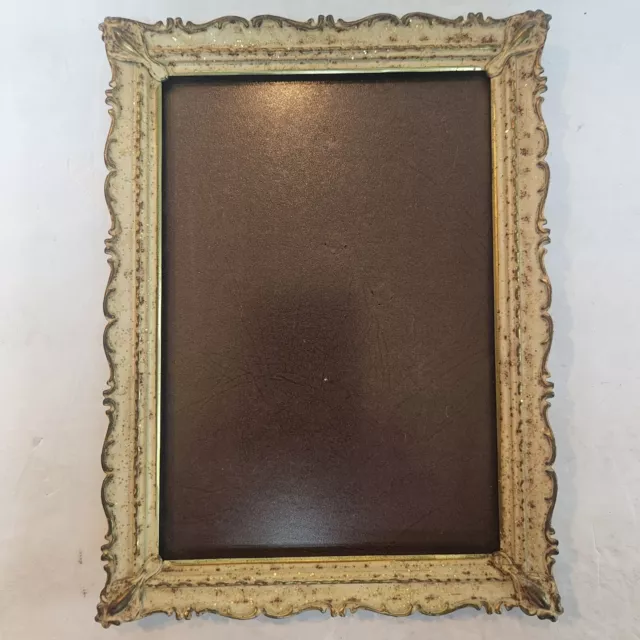 Vintage Ornate Metal Picture Art Frame 5" X 7" Gold Tone Mid Century Paint Wash