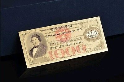 GEM 1878 "GOLD"$1,000 SILVER DOLLAR CERTIFICATE Rep.*Banknote W/COA~STUNNING!