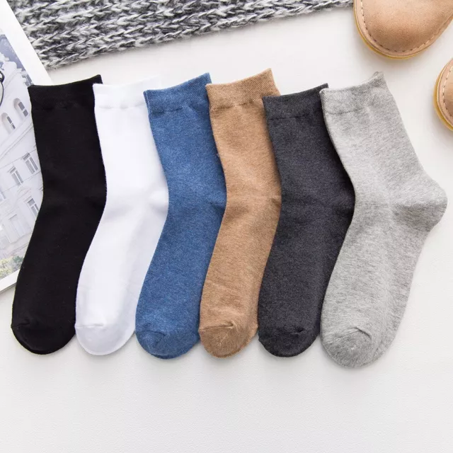 Lot 6 Pairs Mens Solid Sports Athletic Work Plain Crew Socks Size 9-11