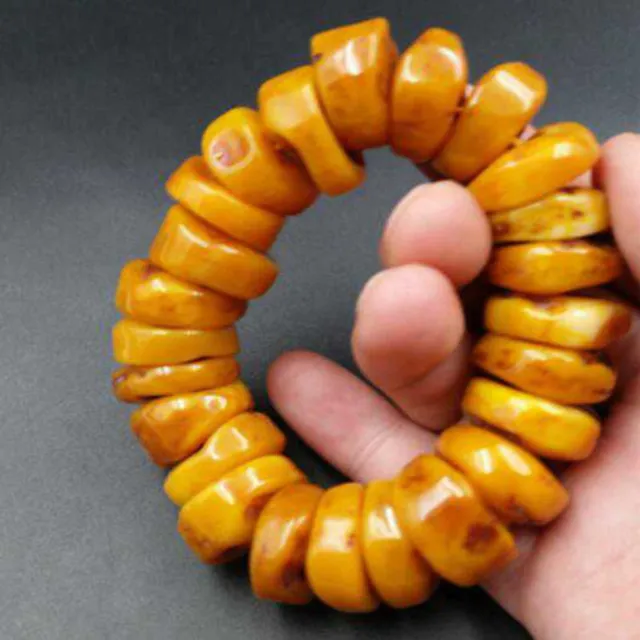 Retro abacus bead amber bracelet amber beeswax Handmade