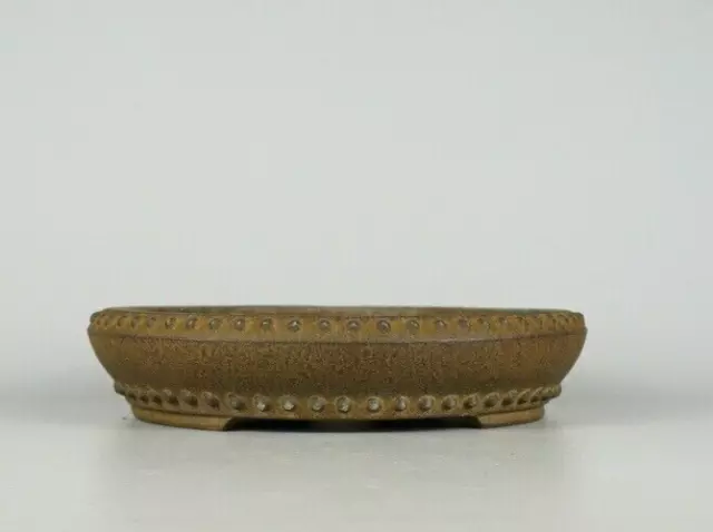 Japanese bonsai pot TOKONAME SHUHO signed TAIKO rivet Round brown clay φ9.8 *19