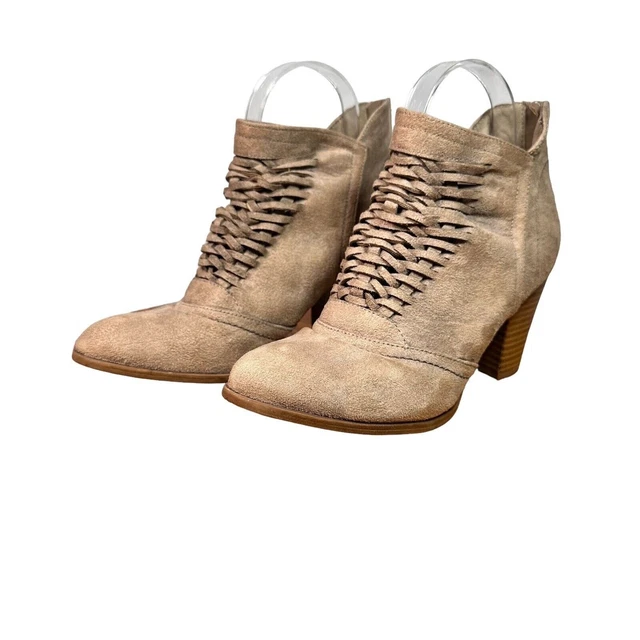 FERGALICIOUS BY FERGIE Ankle Booties Faux Brown Suede 3 Stacked