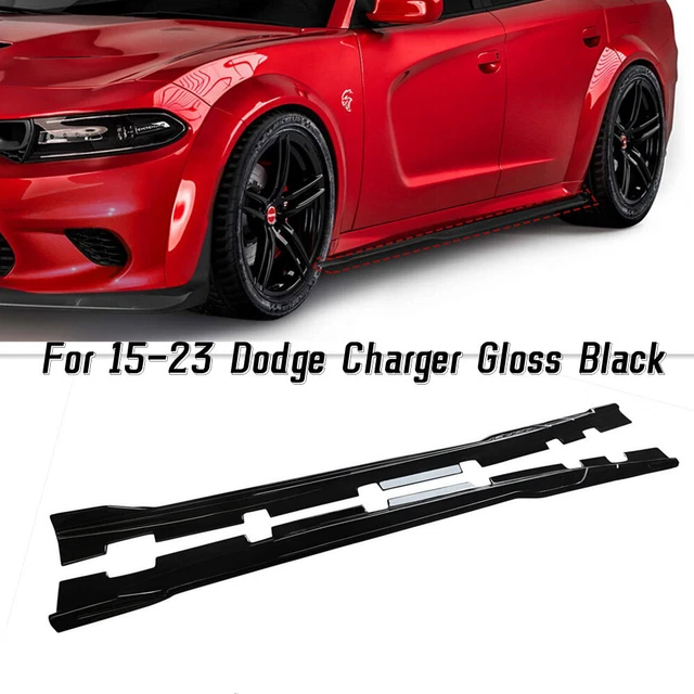 Side Skirt Fits For 15-23 Dodge Charger RT SRT Style Extension Lip Glossy Black