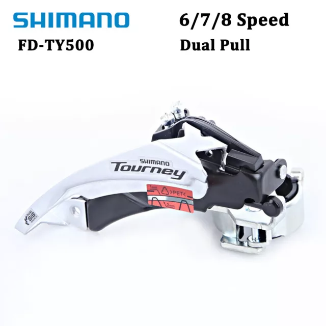 Desviador delantero SHIMANO Tourney FD-TY500 6/7/8 velocidades doble tracción 31,8/34,9 mm
