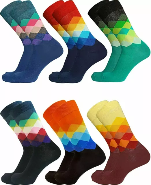 Sixdaysoxs Dress Colorful Fancy Novelty Funny Casual Combed Crew Socks 6 Pairs