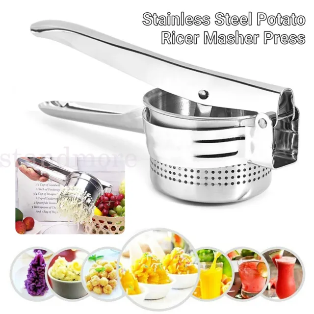 Fruit Press Utensil Stainless Steel Potato Ricer Puree Masher Juicer Vegetable