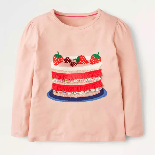 Mini Boden Girls Applique Long Sleeve Top Providence Pink Cake 9-10 11-12 Years