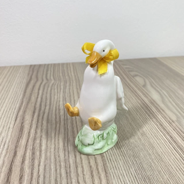 Vintage kleine Knochen China weiße Ente Figur handbemaltes Ornament