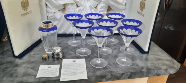 Myopia Hunt Club Martini Shaker Set w/ 2 Sterling Cut MHC Glasses (New