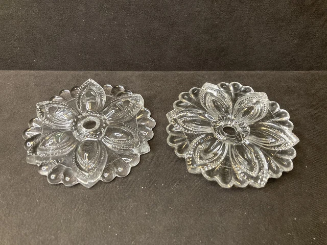 Clear Depression Glass Rosette Flower Curtain Tie Back Pair (2 Pcs)