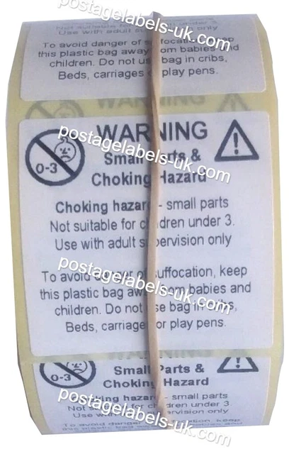 WARNING LABELS, CHOKING Hazard Labels, Warning Stickers 500 Or 1000 On ...