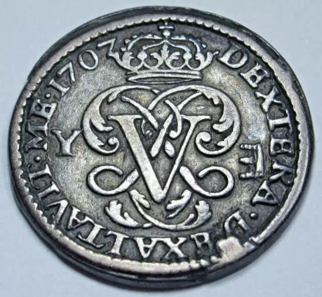 1707 Spanish Silver 1 Reales Genuine Antique 1700s Colonial Pirate Treasure Coin