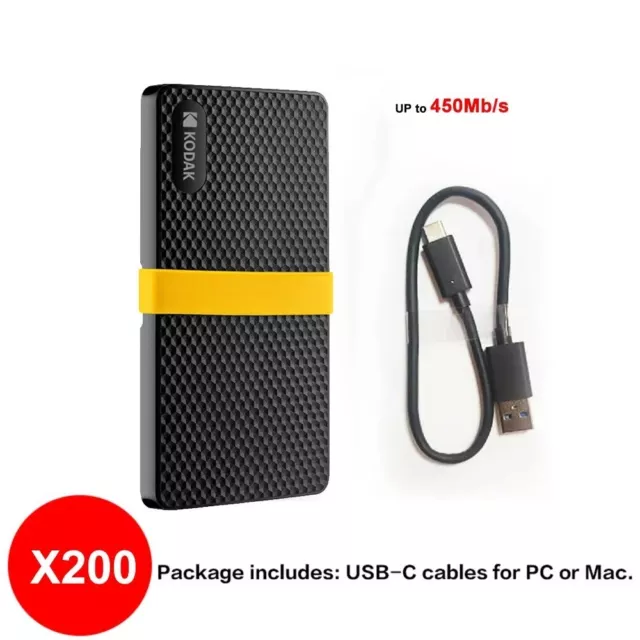 Kodak-Disque Dur Externe Portable SSD Type-C USB 3.1 PSSD 256 Go PC PS5 Xbox TV