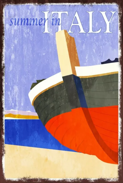 Italienische Sommer Urlaub Anzeige Retro-Stil Metallschild Schild, Vintage Reise