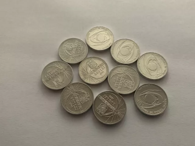 Romania Lot of 10 x 500 Lei 1999 Aluminum coin, UNC, Total Solar Eclipse