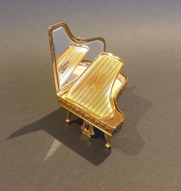 Poudrier Ancien En Métal Doré Avec Miroir - Occasion Bon état