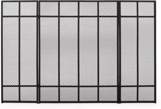 Modesty Iron Fireplace Screen, Matte Black