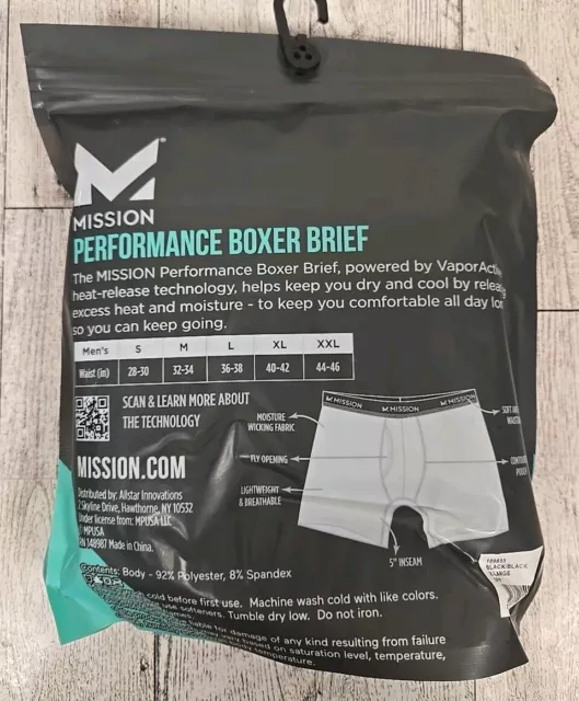 Mission Performance Boxer Briefs XL & 2X Mens Vaporactive Dry Cool Lightweight 2