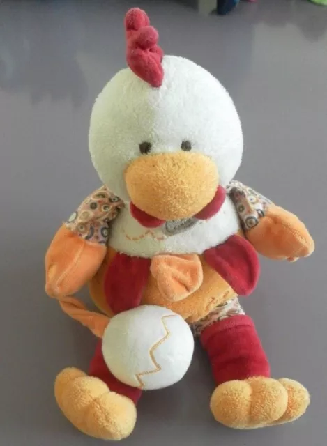 S3 / doudou peluche coq poupilou avec oeuf grelot DOUDOU ET COMPAGNIE