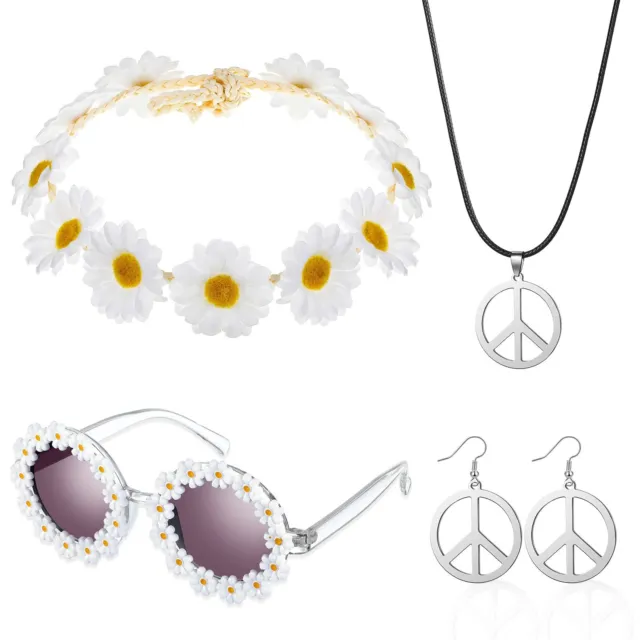 Set di Costume Hippie per Donna Kit di Accessori per Costumi di Anni '60 e '