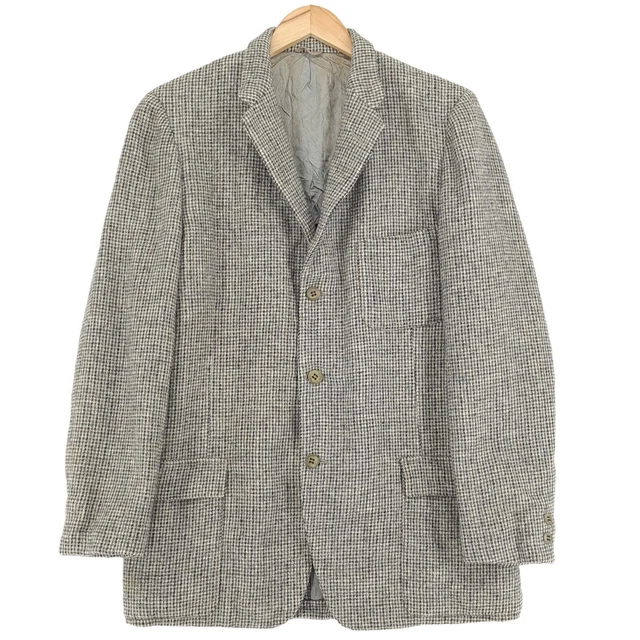 Harris Tweed Beige Quadri Giacca Blazer 100% Lana Uomo Taglia UK40 EU50
