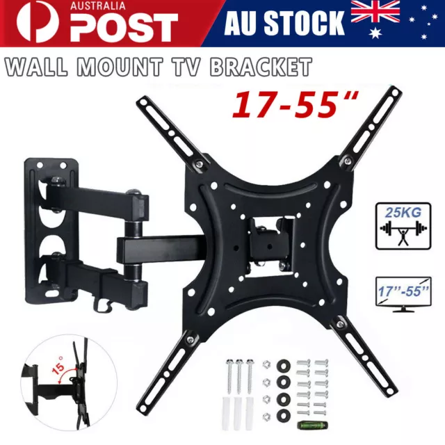 Full Motion TV Wall Mount Bracket Swivel Tilt 17 32 37 40 42 50 52 55 in LED LCD