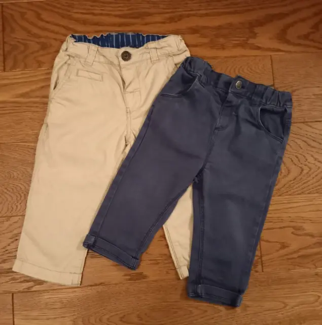 Baby Boys Trouser Bundle, 6-9 Months, H&M & TU - used, Navy, beige