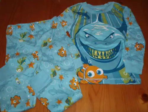 USA Disney Nemo Hai Fisch Jungen Baby langarm Pyjama blau Gr. 86 NEU