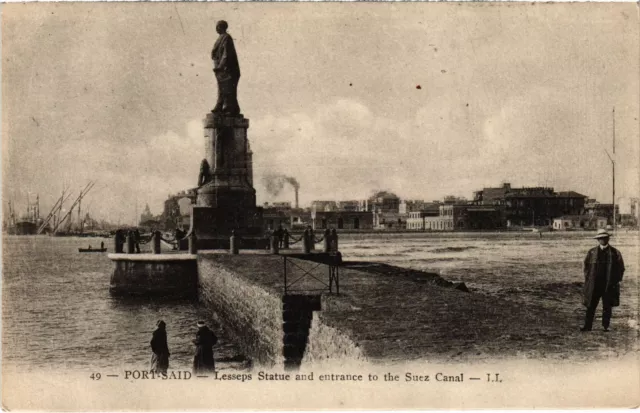 CPA AK PORT-SAID Lesseps Statue - Entrance to the Canal EEGYPT (1325805)