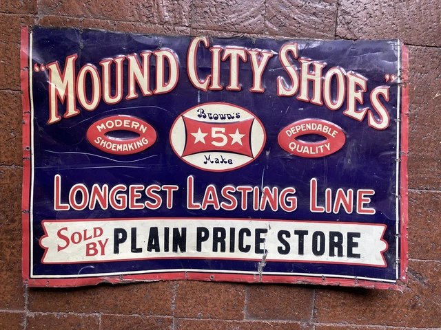 Antique Original Mound City Buster Brown Shoes Original Tin Sign