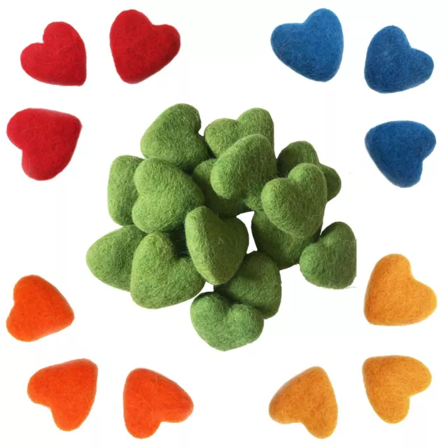 100 % Wollfilz Herzen handgefertigt 3 cm Set 10 Stck. - 8 Farben für Kunst und Handwerk